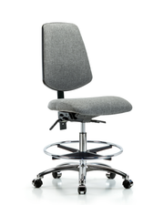 Rutledge Fabric Chair Chrome - Medium Bench Height with Medium Back, Chrome Foot Ring, & Casters in Gray Fabric