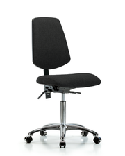 Rutledge Fabric Chair Chrome - Medium Bench Height with Medium Back & Casters in Black Fabric