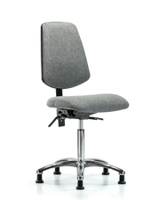 Rutledge Fabric Chair Chrome - Medium Bench Height with Medium Back & Stationary Glides in Gray Fabric