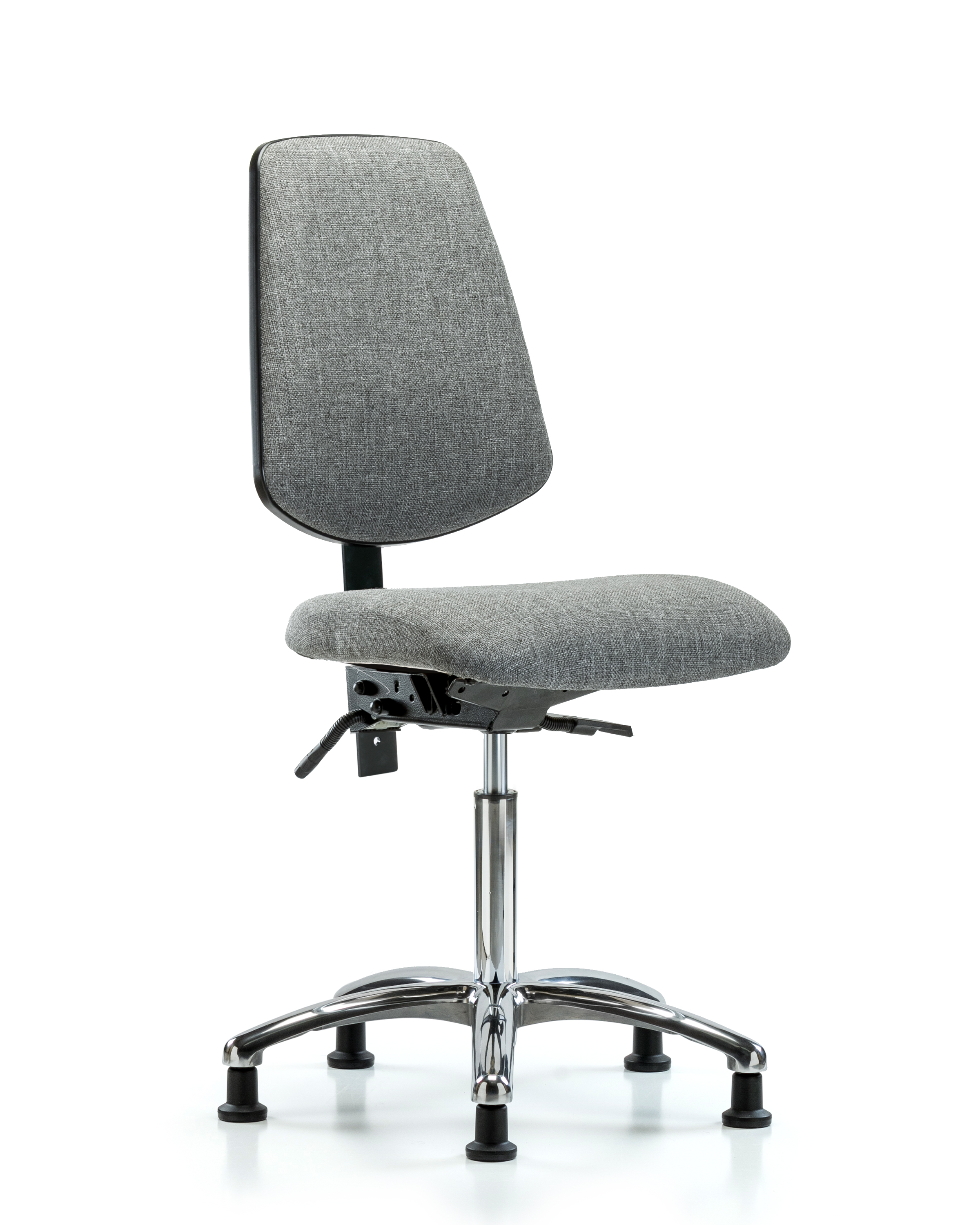 Rutledge Fabric Chair Chrome - Medium Bench Height with Medium Back & Stationary Glides in Gray Fabric