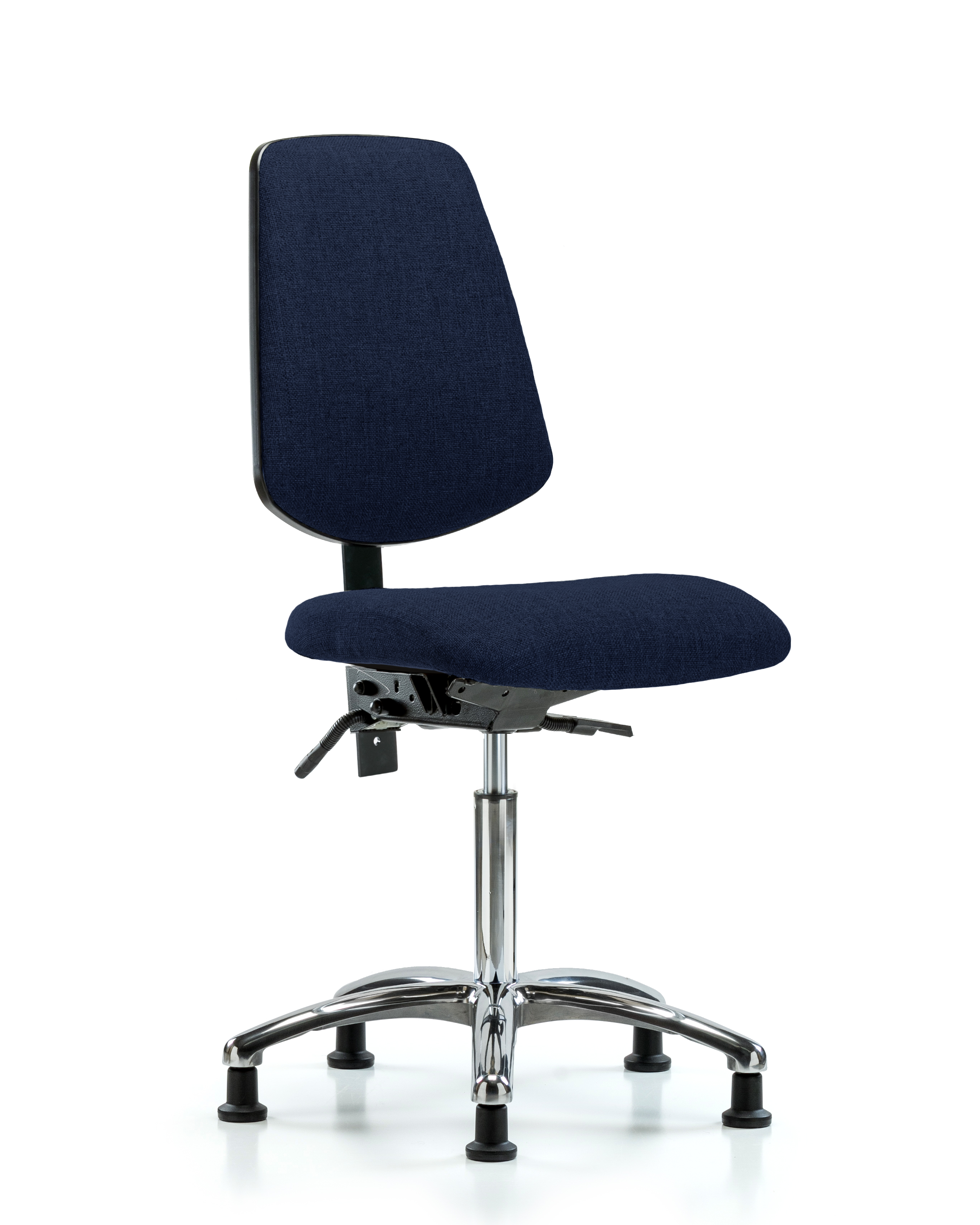 Rutledge Fabric Chair Chrome - Medium Bench Height with Medium Back & Stationary Glides in Navy Fabric