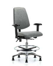 Rutledge Fabric Chair Chrome - Medium Bench Height with Medium Back, Adjustable Arms, Chrome Foot Ring, & Stationary Glides in Gray Fabric