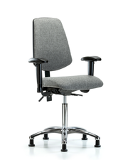 Rutledge Fabric Chair Chrome - Medium Bench Height with Medium Back, Adjustable Arms, & Stationary Glides in Gray Fabric
