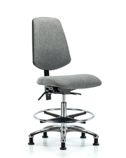 Rutledge Fabric Chair Chrome - Medium Bench Height with Medium Back, Seat Tilt, Chrome Foot Ring, & Stationary Glides in Gray Fabric