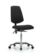 Rutledge Fabric Chair Chrome - Medium Bench Height with Medium Back, Seat Tilt, & Casters in Black Fabric