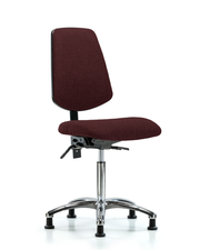 Rutledge Fabric Chair Chrome - Medium Bench Height with Medium Back, Seat Tilt, & Stationary Glides in Burgundy Fabric