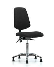 Rutledge Fabric Chair Chrome - Medium Bench Height with Medium Back, Seat Tilt, & Stationary Glides in Black Fabric