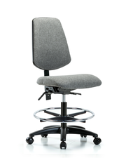Rutledge Fabric Chair - Medium Bench Height with Medium Back, Chrome Foot Ring, & Casters in Gray Fabric