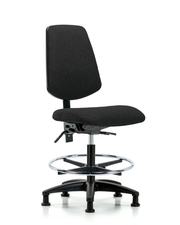 Rutledge Fabric Chair - Medium Bench Height with Medium Back, Chrome Foot Ring, & Stationary Glides in Black Fabric