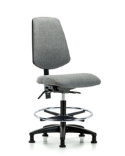 Rutledge Fabric Chair - Medium Bench Height with Medium Back, Chrome Foot Ring, & Stationary Glides in Gray Fabric