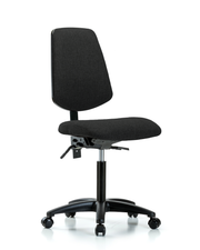 Rutledge Fabric Chair - Medium Bench Height with Medium Back & Casters in Black Fabric
