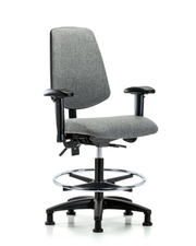 Rutledge Fabric Chair - Medium Bench Height with Medium Back, Adjustable Arms, Chrome Foot Ring, & Stationary Glides in Gray Fabric