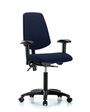 Rutledge Fabric Chair - Medium Bench Height with Medium Back, Adjustable Arms, & Casters in Navy Fabric