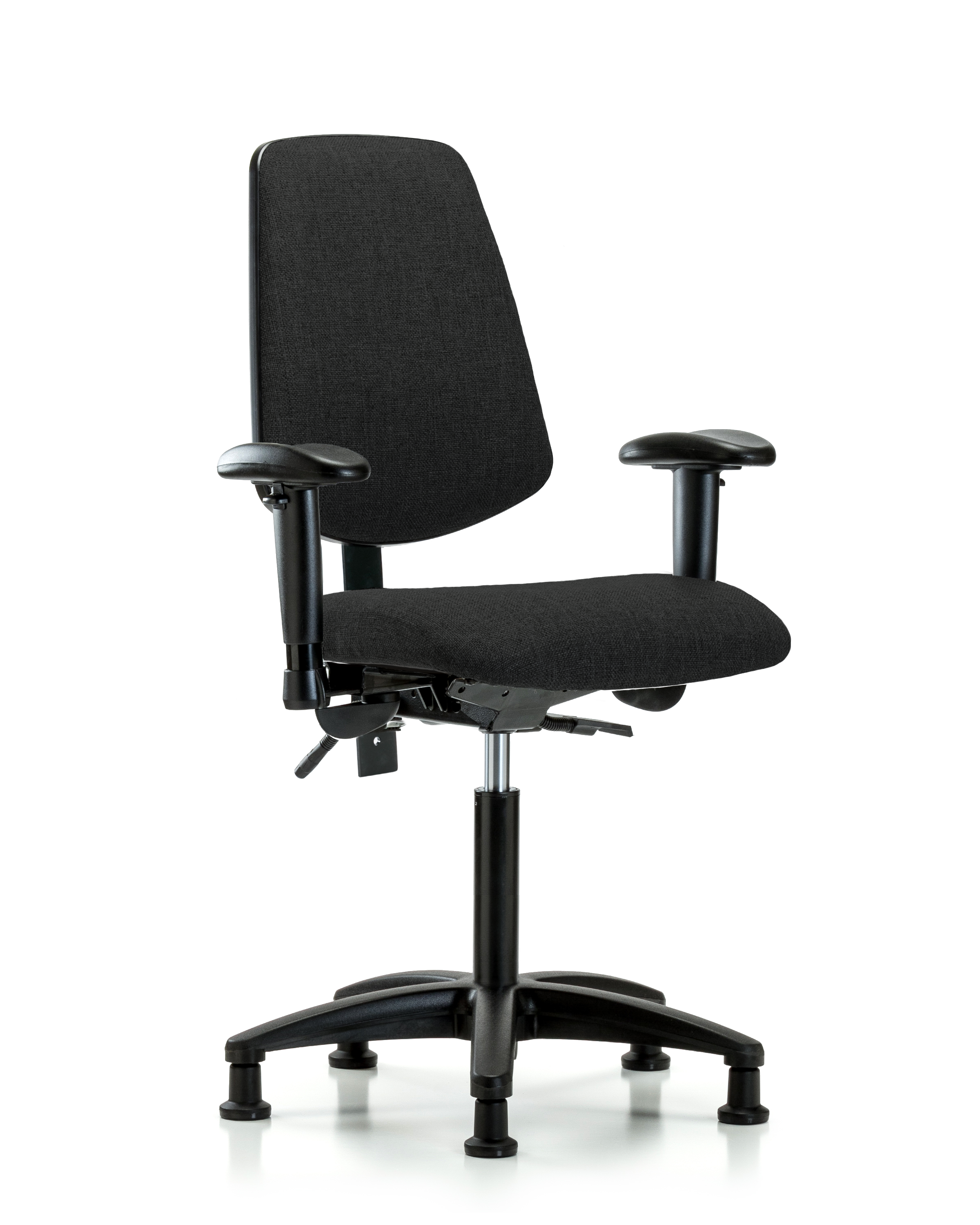 Rutledge Fabric Chair - Medium Bench Height with Medium Back, Adjustable Arms, & Stationary Glides in Black Fabric