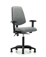 Rutledge Fabric Chair - Medium Bench Height with Medium Back, Adjustable Arms, & Stationary Glides in Gray Fabric