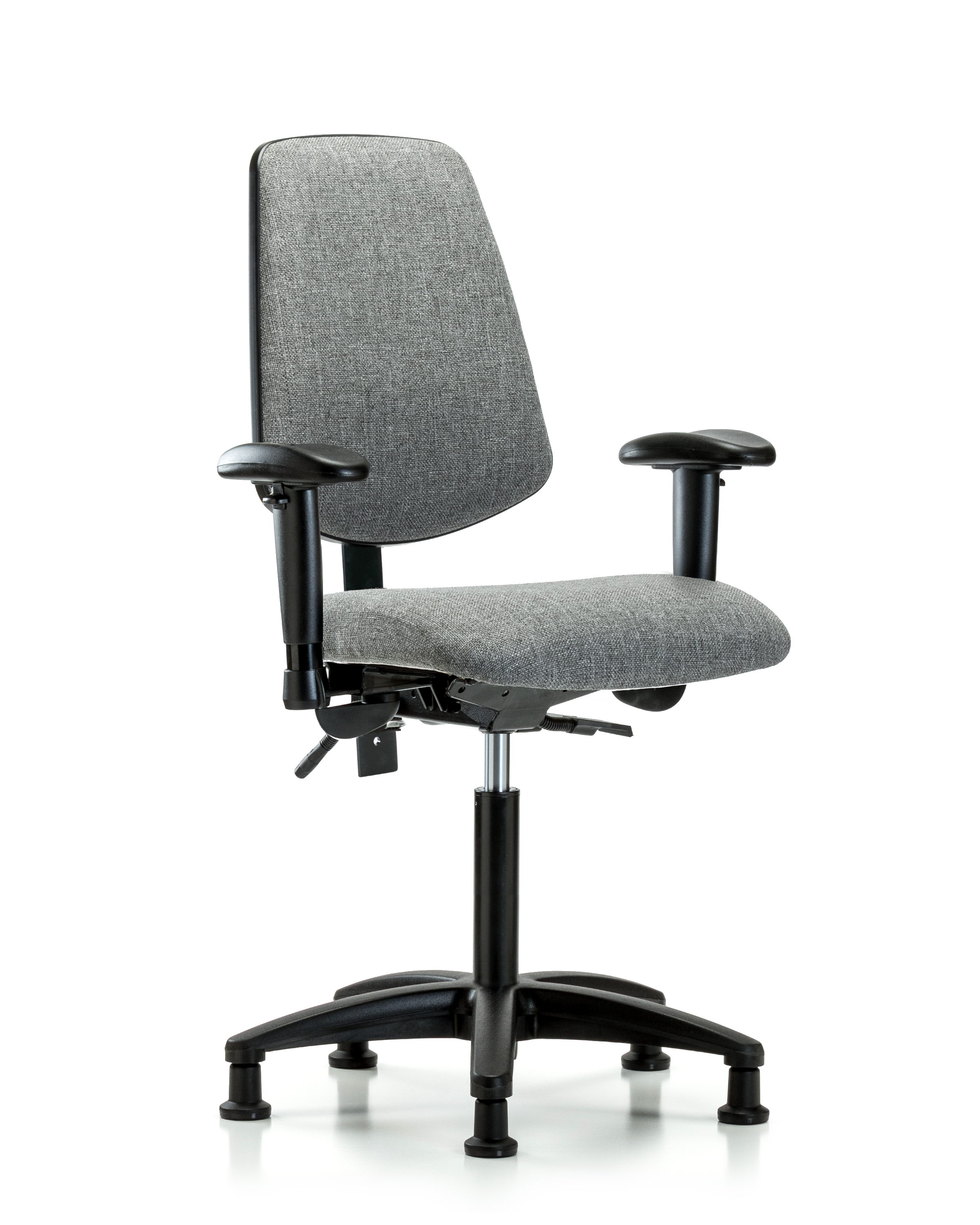 Rutledge Fabric Chair - Medium Bench Height with Medium Back, Adjustable Arms, & Stationary Glides in Gray Fabric