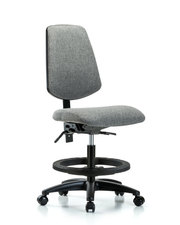 Rutledge Fabric Chair - Medium Bench Height with Medium Back, Seat Tilt, Black Foot Ring, & Casters in Gray Fabric
