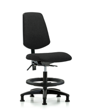 Rutledge Fabric Chair - Medium Bench Height with Medium Back, Seat Tilt, Black Foot Ring, & Stationary Glides in Black Fabric