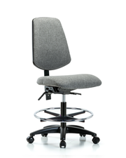 Rutledge Fabric Chair - Medium Bench Height with Medium Back, Seat Tilt, Chrome Foot Ring, & Casters in Gray Fabric