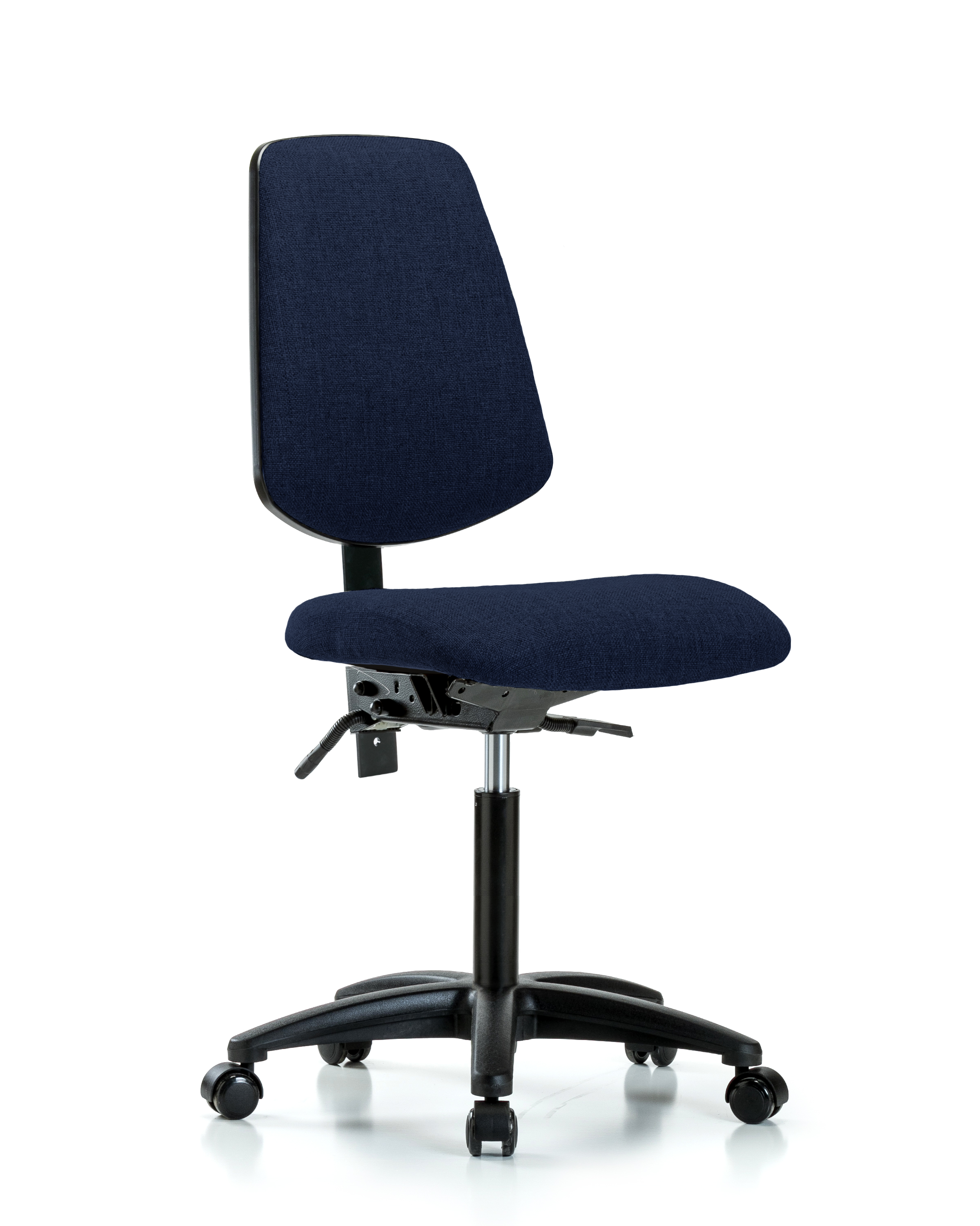 Rutledge Fabric Chair - Medium Bench Height with Medium Back, Seat Tilt, & Casters in Navy Fabric