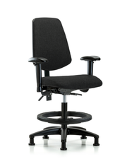 Rutledge Fabric Chair - Medium Bench Height with Medium Back, Seat Tilt, Adjustable Arms, Black Foot Ring, & Stationary Glides in Black Fabric