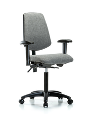 Rutledge Fabric Chair - Medium Bench Height with Medium Back, Seat Tilt, Adjustable Arms, & Casters in Gray Fabric