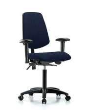 Rutledge Fabric Chair - Medium Bench Height with Medium Back, Seat Tilt, Adjustable Arms, & Casters in Navy Fabric