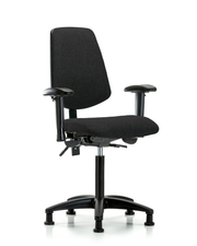 Rutledge Fabric Chair - Medium Bench Height with Medium Back, Seat Tilt, Adjustable Arms, & Stationary Glides in Black Fabric