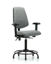 Rutledge Fabric Chair - Medium Bench Height with Round Tube Base, Medium Back, Adjustable Arms, & Stationary Glides in Gray Fabric