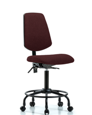Rutledge Fabric Chair - Medium Bench Height with Round Tube Base, Medium Back, Seat Tilt, & Casters in Burgundy Fabric