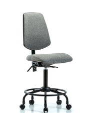 Rutledge Fabric Chair - Medium Bench Height with Round Tube Base, Medium Back, Seat Tilt, & Casters in Gray Fabric