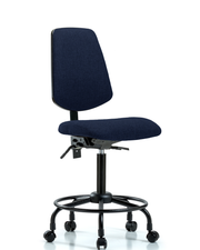 Rutledge Fabric Chair - Medium Bench Height with Round Tube Base, Medium Back, Seat Tilt, & Casters in Navy Fabric