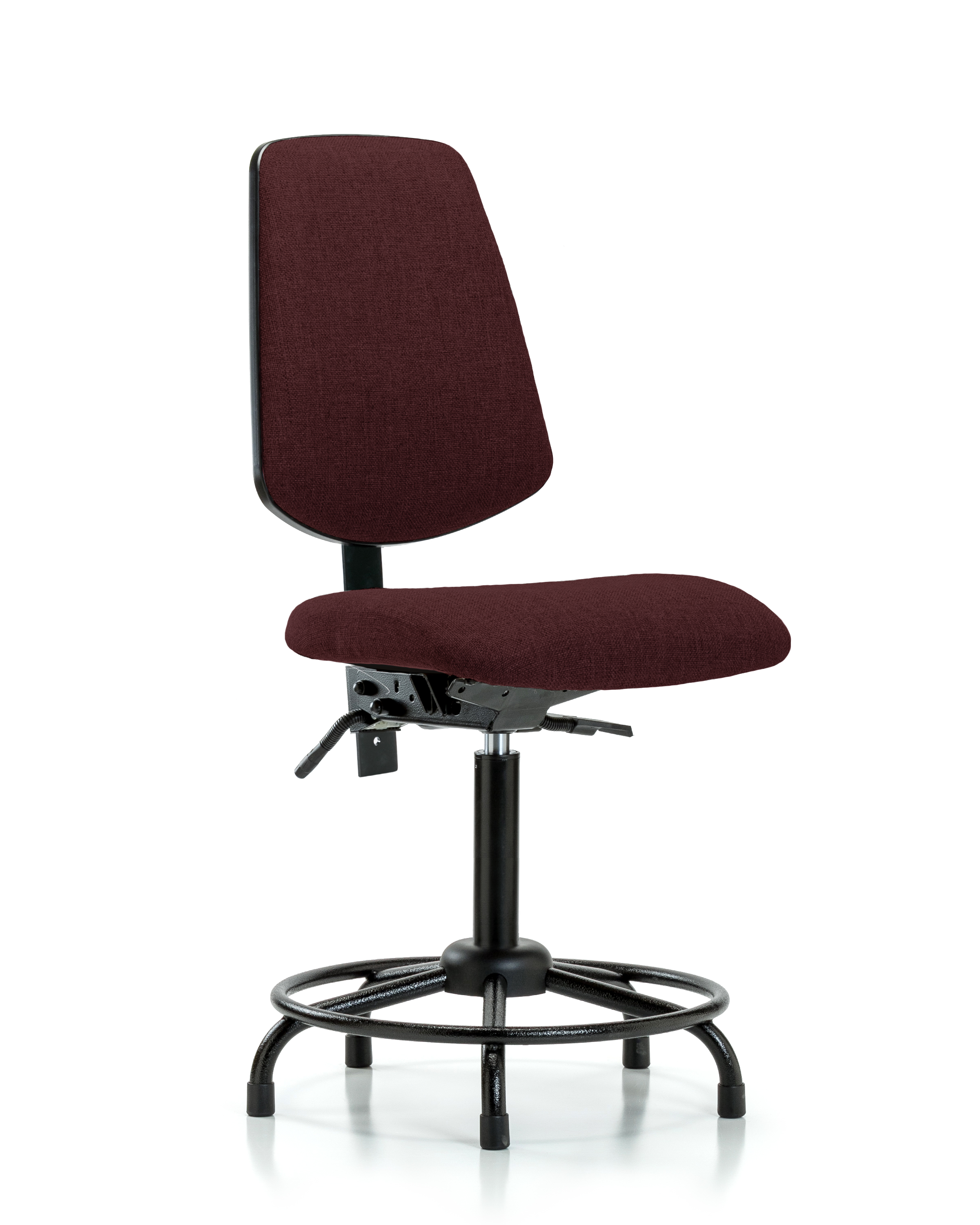 Rutledge Fabric Chair - Medium Bench Height with Round Tube Base, Medium Back, Seat Tilt, & Stationary Glides in Burgundy Fabric