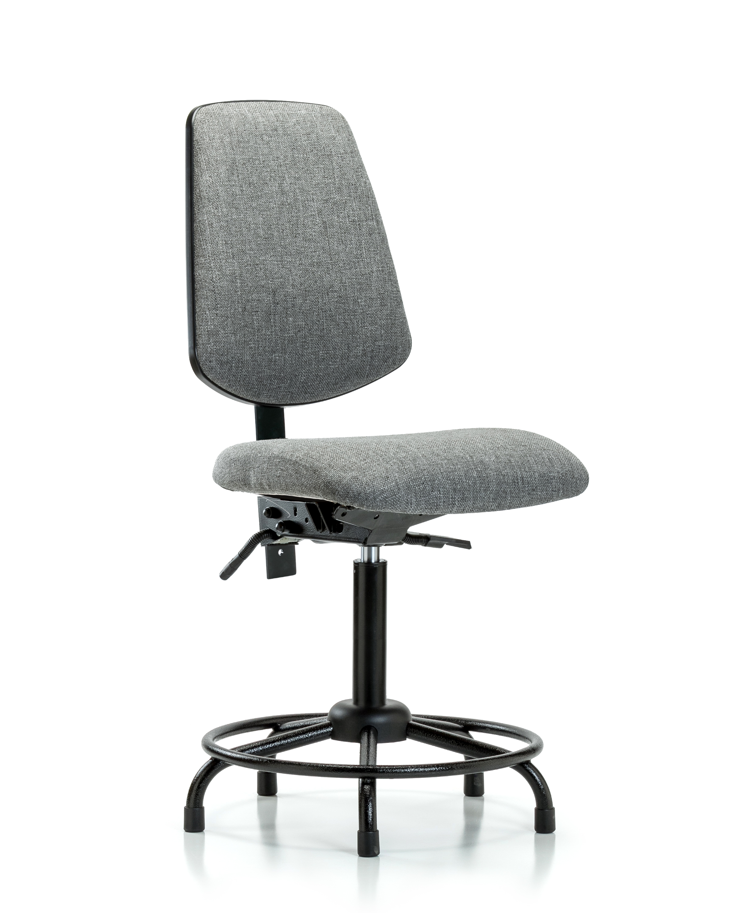 Rutledge Fabric Chair - Medium Bench Height with Round Tube Base, Medium Back, Seat Tilt, & Stationary Glides in Gray Fabric