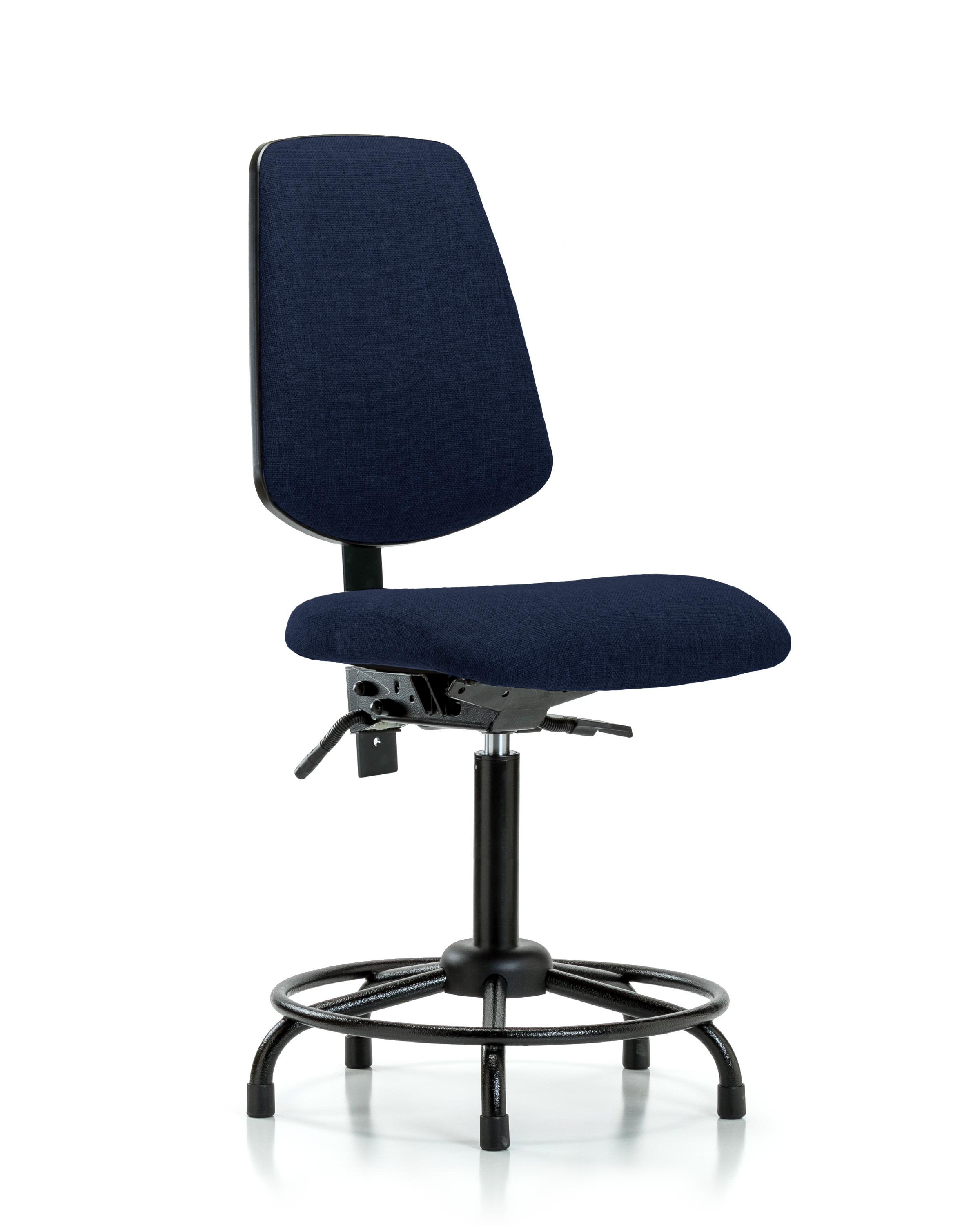 Rutledge Fabric Chair - Medium Bench Height with Round Tube Base, Medium Back, Seat Tilt, & Stationary Glides in Navy Fabric