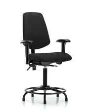 Rutledge Fabric Chair - Medium Bench Height with Round Tube Base, Medium Back, Seat Tilt, Adjustable Arms, & Stationary Glides in Black Fabric