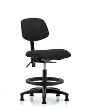 Rutledge Fabric Chair - Medium Bench Height with Black Foot Ring & Stationary Glides in Black Fabric
