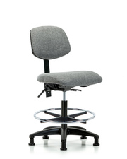Rutledge Fabric Chair - Medium Bench Height with Chrome Foot Ring & Stationary Glides in Gray Fabric