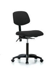Rutledge Fabric Chair - Medium Bench Height with Casters in Black Fabric