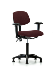 Rutledge Fabric Chair - Medium Bench Height with Adjustable Arms & Stationary Glides in Burgundy Fabric