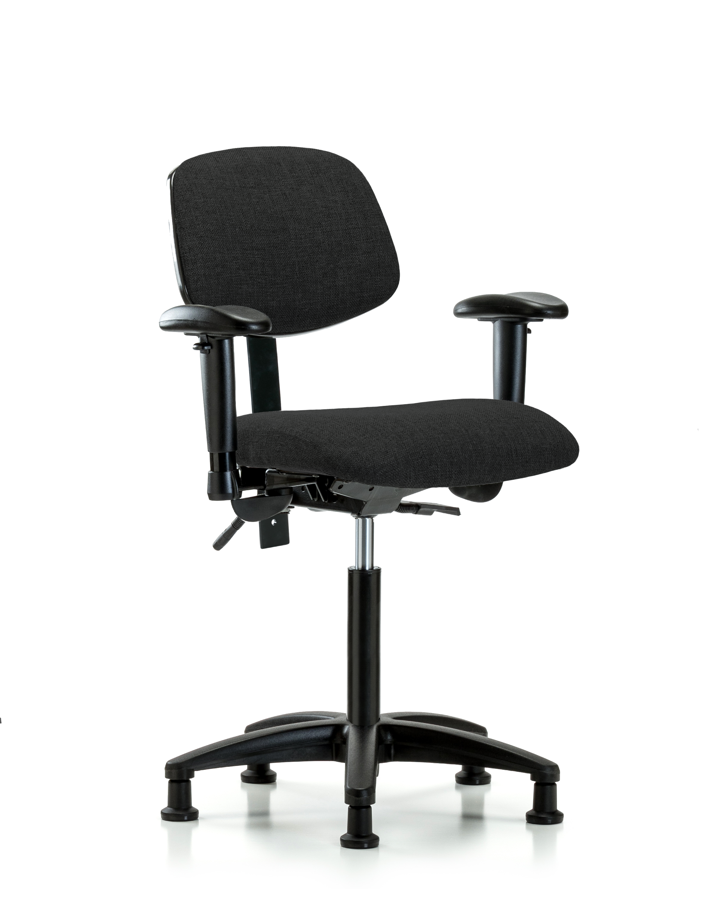 Rutledge Fabric Chair - Medium Bench Height with Adjustable Arms & Stationary Glides in Black Fabric
