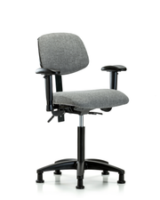 Rutledge Fabric Chair - Medium Bench Height with Adjustable Arms & Stationary Glides in Gray Fabric
