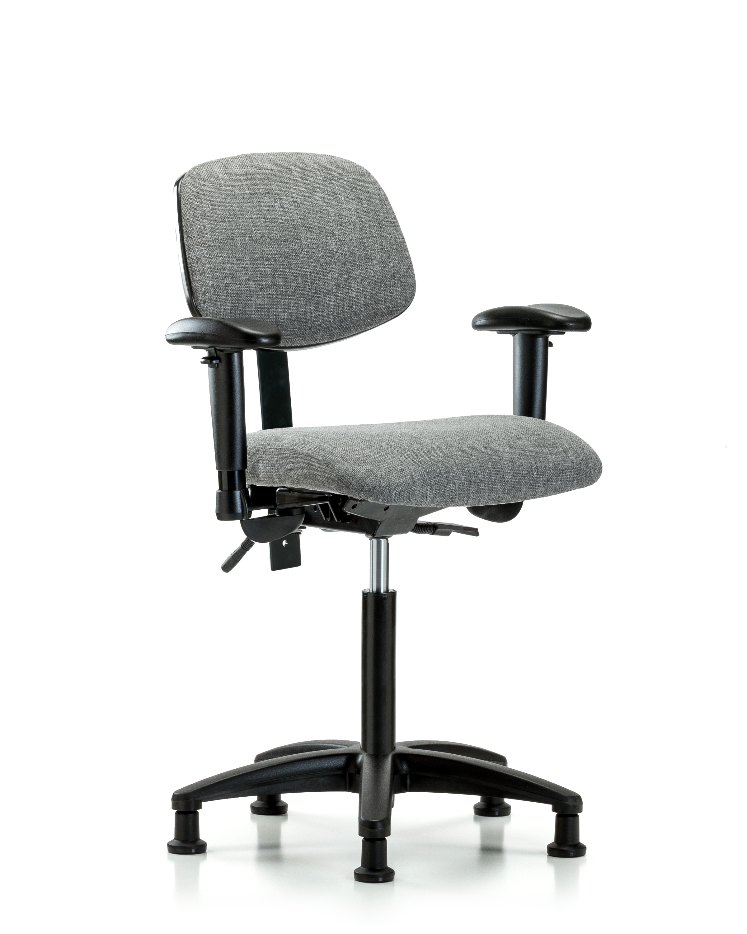 Rutledge Fabric Chair - Medium Bench Height with Adjustable Arms & Stationary Glides in Gray Fabric