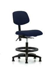 Rutledge Fabric Chair - Medium Bench Height with Seat Tilt, Black Foot Ring, & Stationary Glides in Navy Fabric