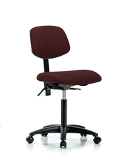 Rutledge Fabric Chair - Medium Bench Height with Seat Tilt & Casters in Burgundy Fabric