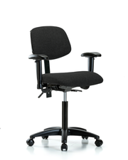 Rutledge Fabric Chair - Medium Bench Height with Seat Tilt, Adjustable Arms, & Casters in Black Fabric
