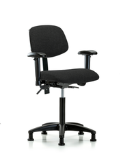 Rutledge Fabric Chair - Medium Bench Height with Seat Tilt, Adjustable Arms, & Stationary Glides in Black Fabric