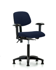 Rutledge Fabric Chair - Medium Bench Height with Seat Tilt, Adjustable Arms, & Stationary Glides in Navy Fabric