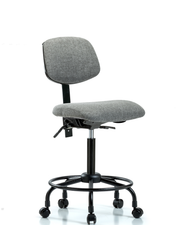 Rutledge Fabric Chair - Medium Bench Height with Round Tube Base & Casters in Gray Fabric