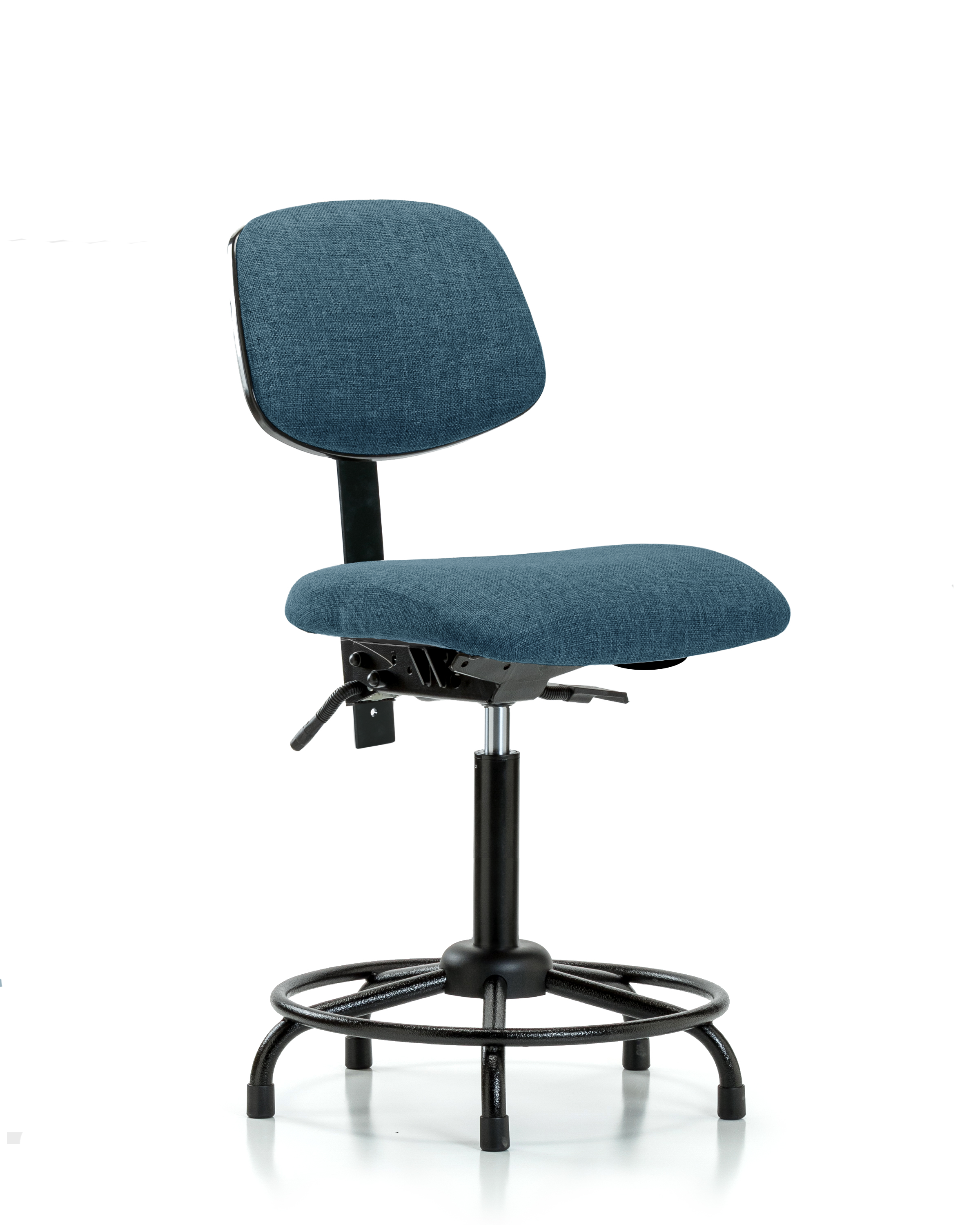 Rutledge Fabric Chair - Medium Bench Height with Round Tube Base & Stationary Glides in Blue Fabric